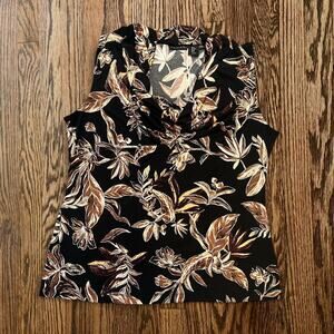 Black tropical print blouse tahari